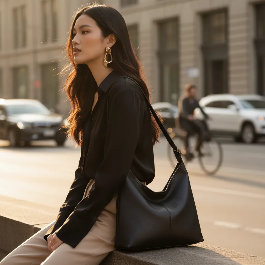 Chalisa City Daily lifestyle image with model and handbag in the city