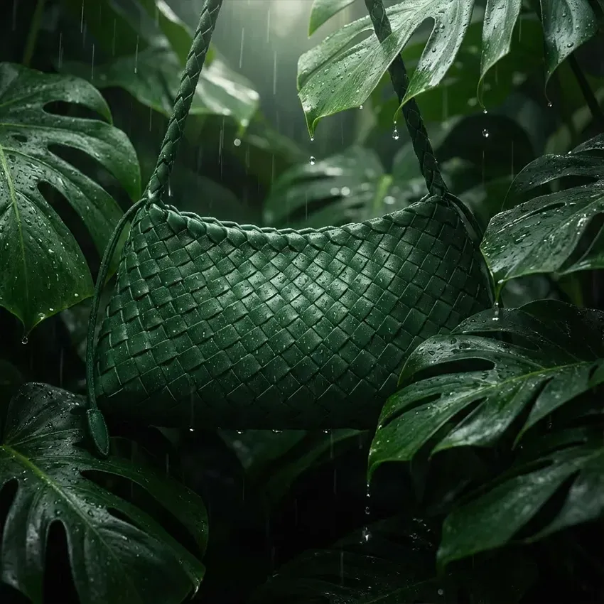 Chalisa collection banner of the green handbags in a natural green tone