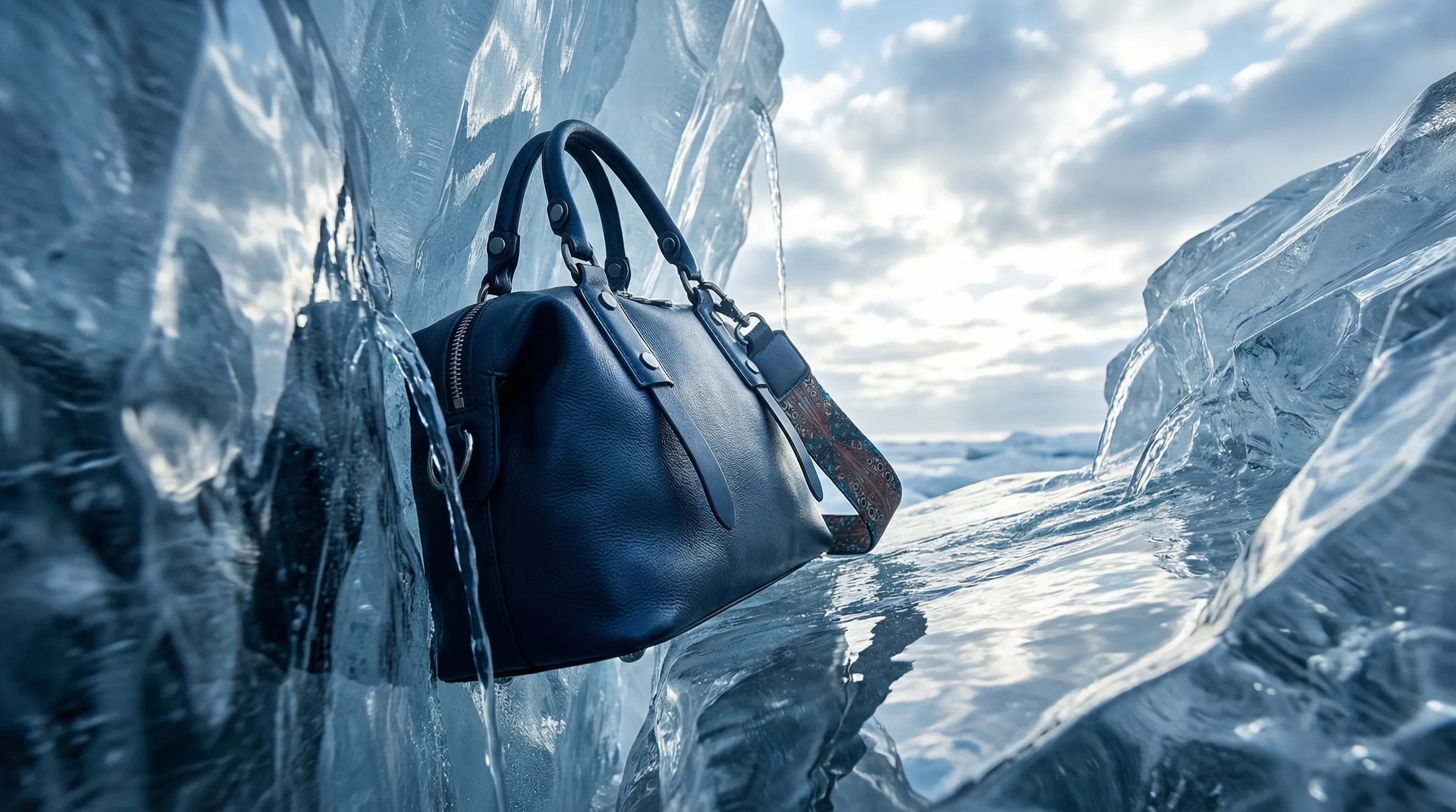 Chalisa blue collection banner with the handbags in blue