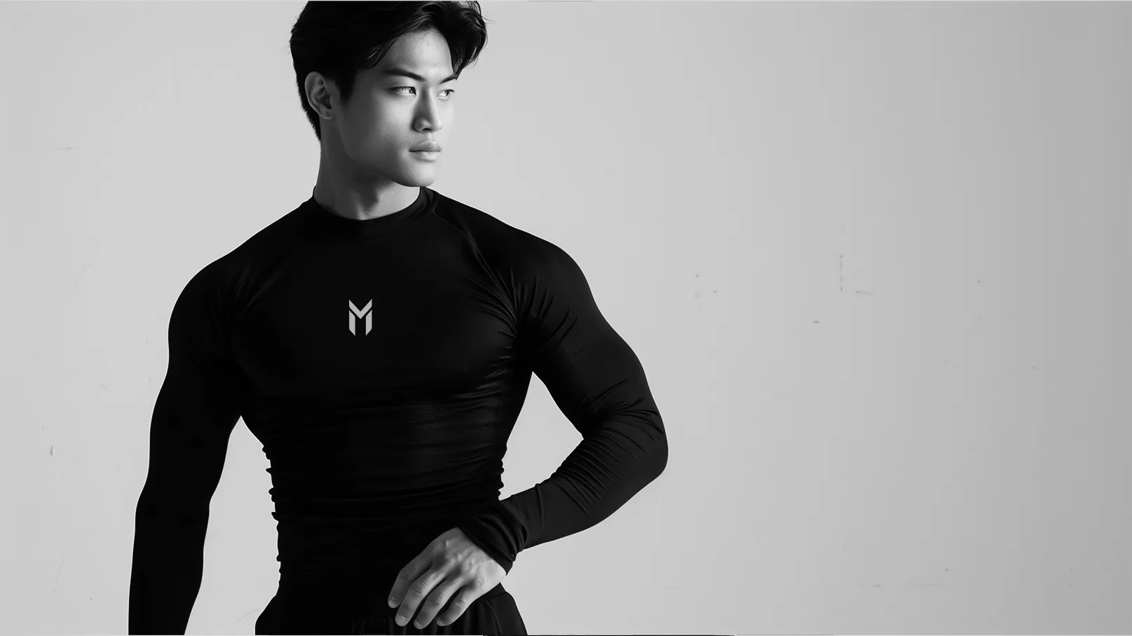 Early AI ad visual for Mindset Studio sport apparel with logo