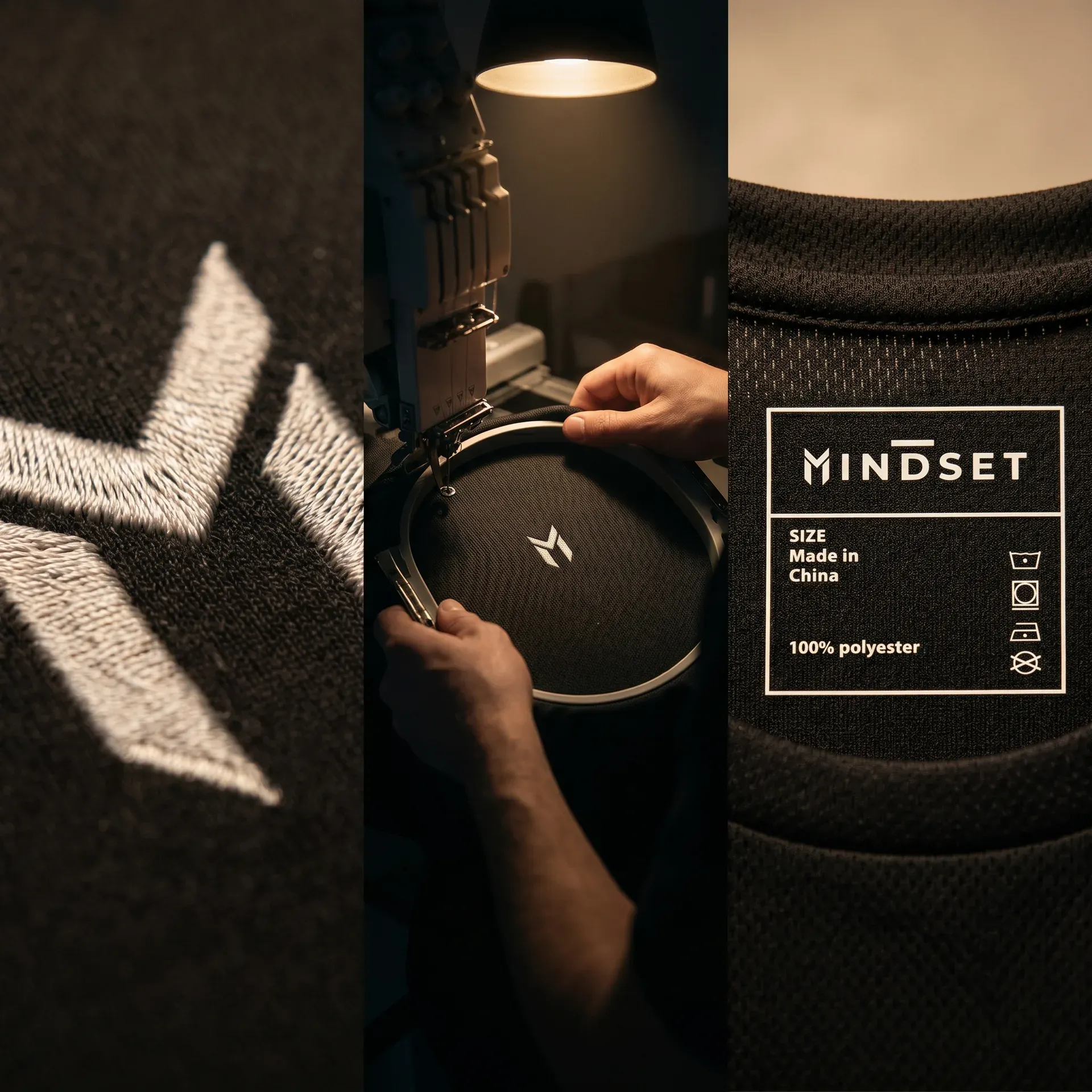 AI-generated detail shots of Mindset Studio products, photorealistic
