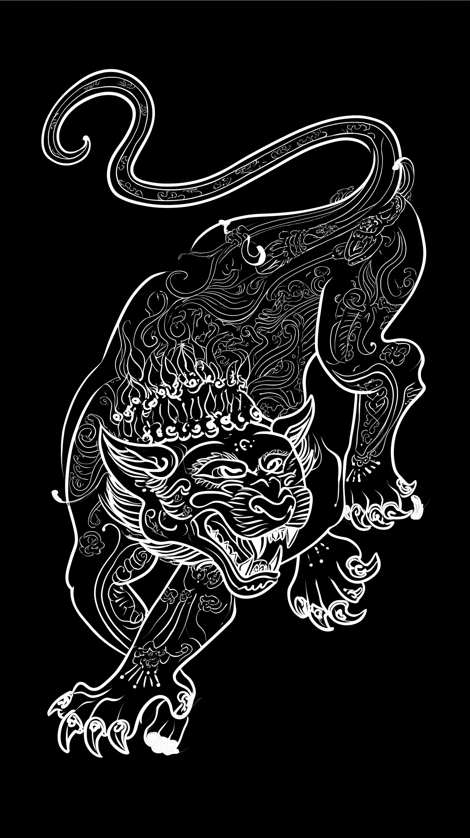 Panther design of the Mindset Studio “Animals” Muay Thai shorts, Sak Yant inspired
