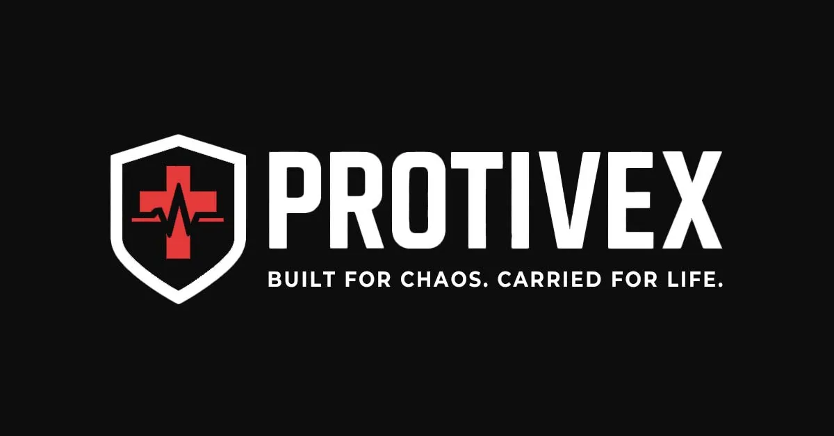 Protivex logo and slogan: shield crest bearing a cross and heartbeat wave