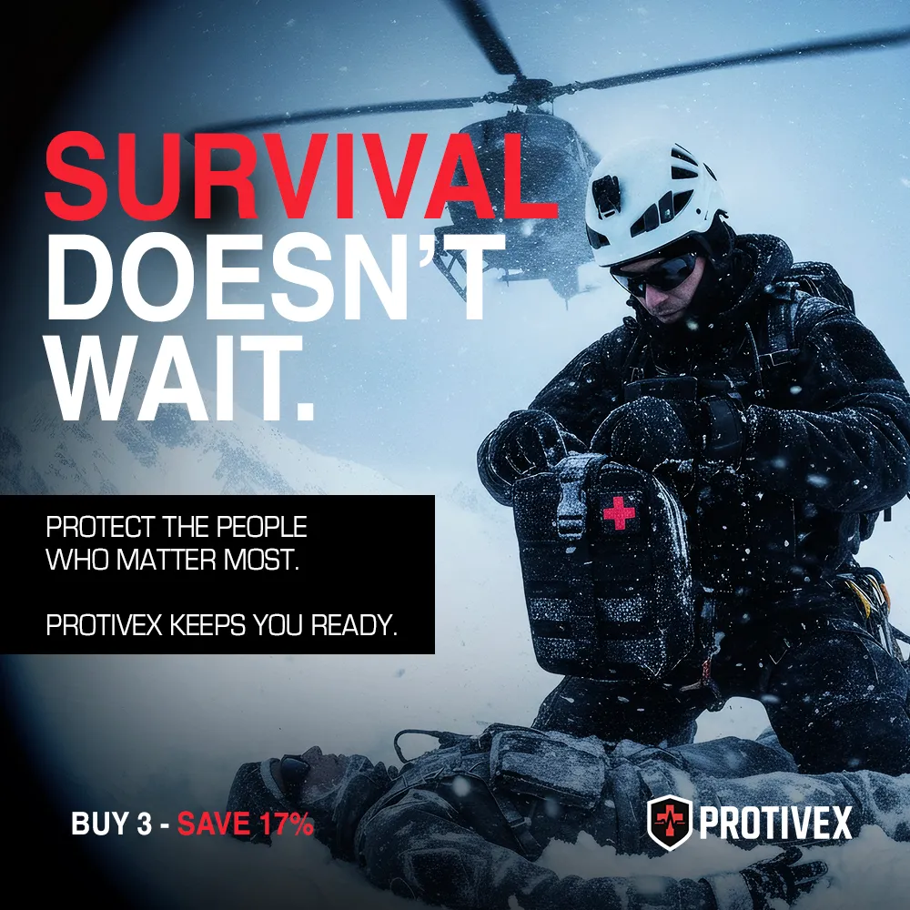 Protivex ad with a helicopter motif and the claim “Survival Doesn't Wait”