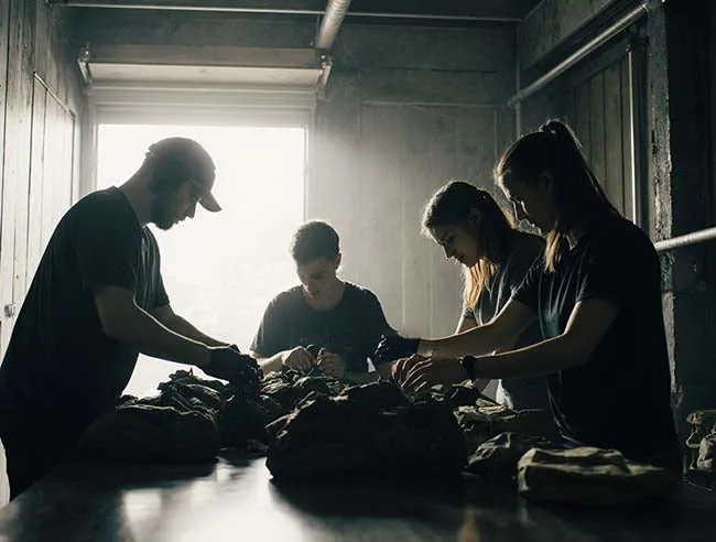 AI image of the Protivex team assembling the medical kits