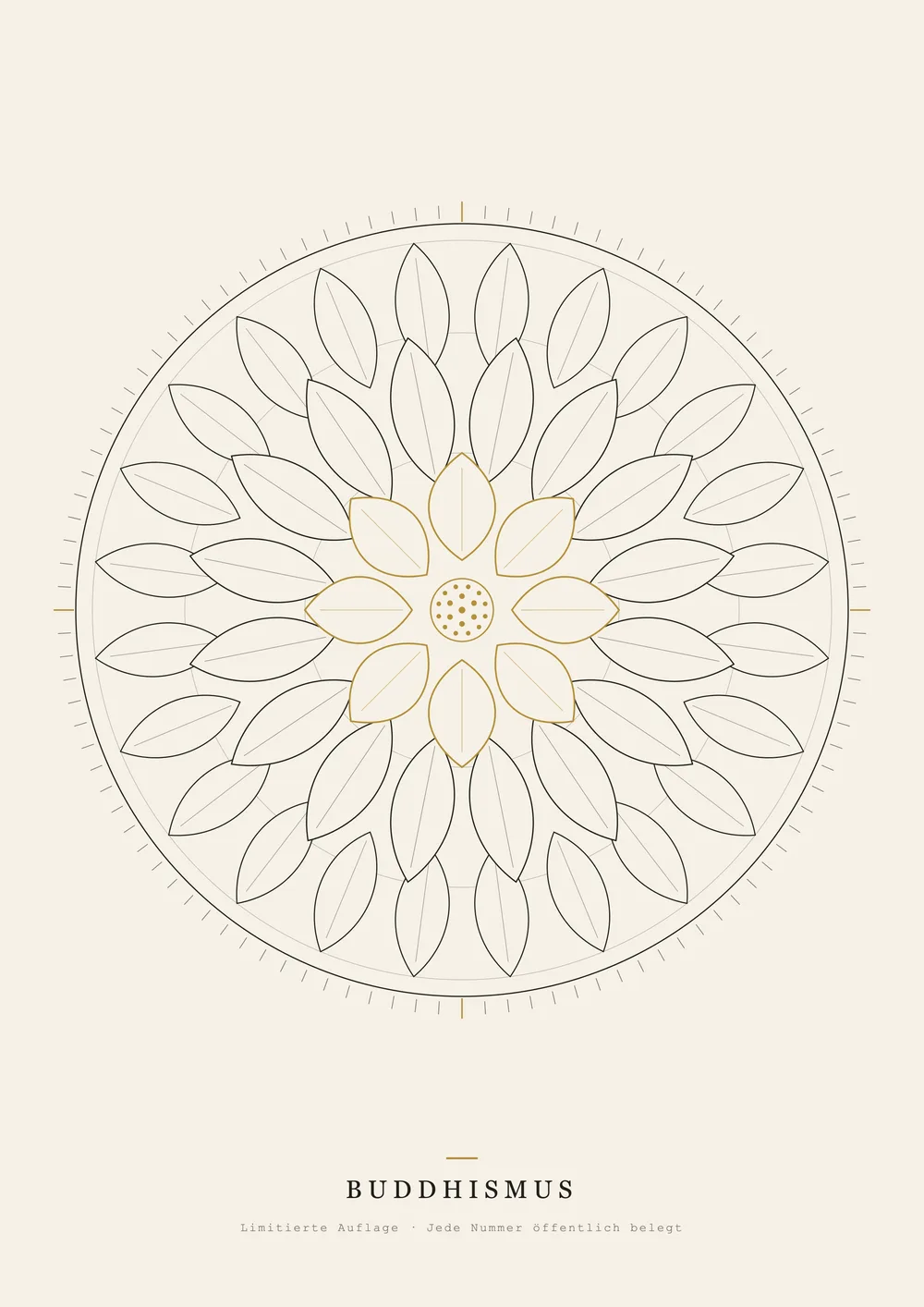 A2 poster: the lotus as a concentric mandala, line art — edition of 50